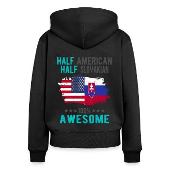 Halb Amerikaner Halb Slowake - Frauen Premium Bio Zip Hoodie - Schwarz - Hinten - Julia (174cm)