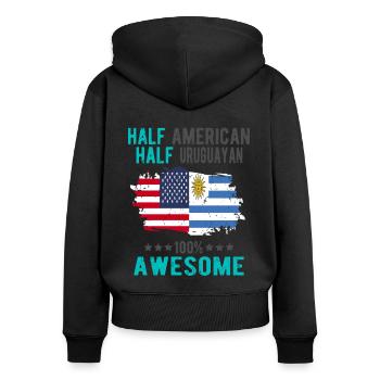 Moitié américain moitié uruguayen - Sweat à capuche zippé Premium bio Femme - noir - Dos - Julia (174cm)