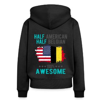 Half American Half Belgian - Women's Premium Organic Zip Hoodie - black - Back - Julia (174cm)