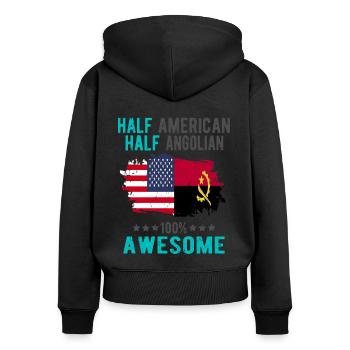 Halb Amerikaner Halb Angolier - Frauen Premium Bio Zip Hoodie - Schwarz - Hinten - Julia (174cm)