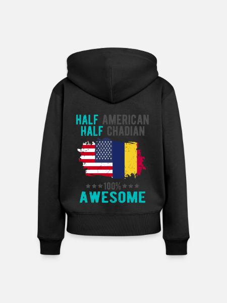 Halb Amerikaner Halb Tschader - Frauen Premium Bio Zip Hoodie - Schwarz