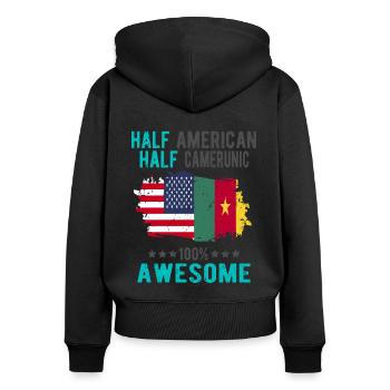 Half American Half Cameroonian - Women's Premium Organic Zip Hoodie - black - Back - Julia (174cm)