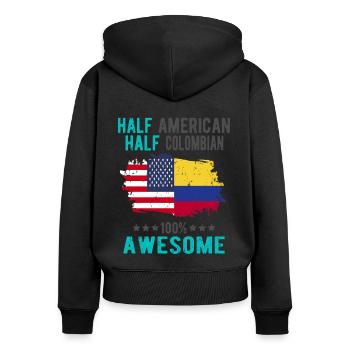 Halb Amerikaner Halb Kolumbianer - Frauen Premium Bio Zip Hoodie - Schwarz - Hinten - Julia (174cm)