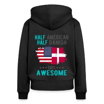 Half American, half Dane - Women's Premium Organic Zip Hoodie - black - Back - Julia (174cm)