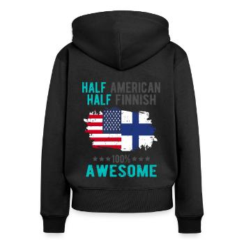Half American Half Finnish - Women's Premium Organic Zip Hoodie - black - Back - Julia (174cm)