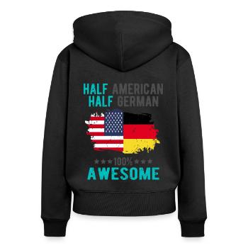 Half American Half German - Women's Premium Organic Zip Hoodie - black - Back - Julia (174cm)