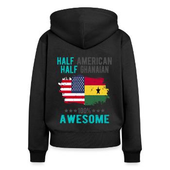Halb Amerikaner Halb Ghanese - Frauen Premium Bio Zip Hoodie - Schwarz - Hinten - Julia (174cm)