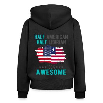 Half American Half Libyan - Women's Premium Organic Zip Hoodie - black - Back - Julia (174cm)