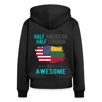 Half American Half Lithuanian - Women's Premium Organic Zip Hoodie - black - Back - Julia (174cm)