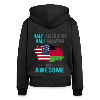 Half American Half Malawi - Women's Premium Organic Zip Hoodie - black - Back - Julia (174cm)