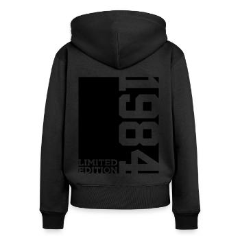 LIMITED EDITION 1984 42ND BIRTHDAY - Women's Premium Organic Zip Hoodie - black - Back - Julia (174cm)