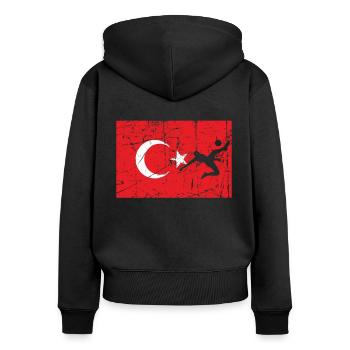 Turquie Drapeau turc - Football - Sweat à capuche zippé Premium bio Femme - noir - Dos - Julia (174cm)