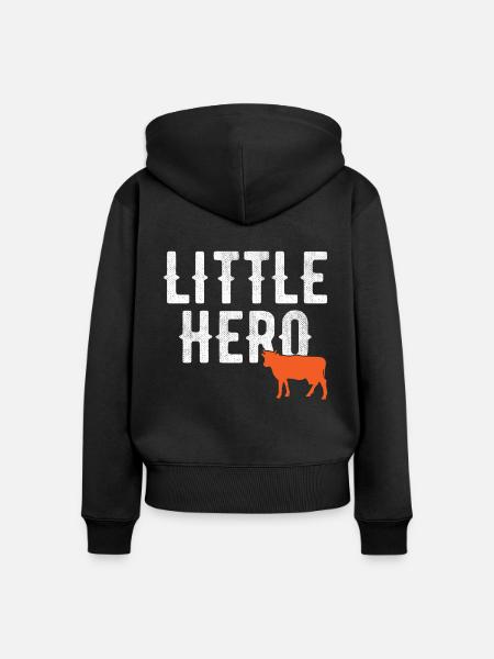 Kleiner Held - Niedliche Tierkuh - Frauen Premium Bio Zip Hoodie - Schwarz