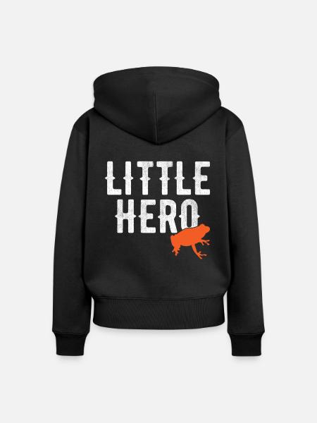 Kleiner Held - Süßer Tierfrosch - Frauen Premium Bio Zip Hoodie - Schwarz