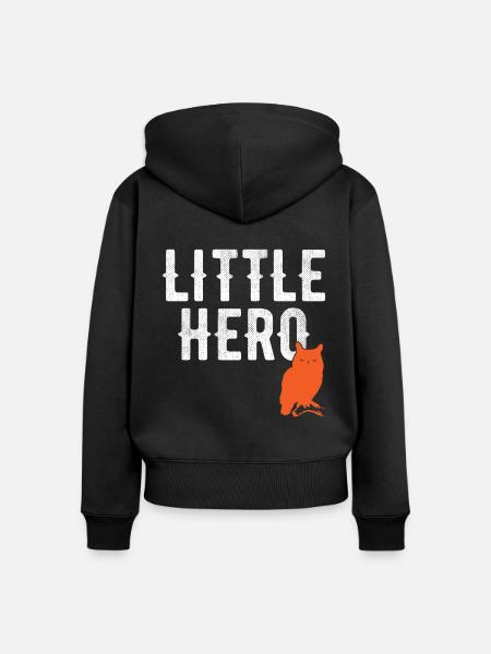 Kleiner Held - Süße Tiereule - Frauen Premium Bio Zip Hoodie - Schwarz
