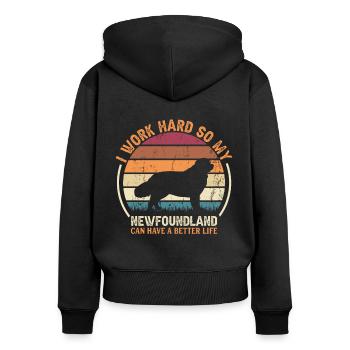 Travailler dur - Retro Newfoundland - Sweat à capuche zippé Premium bio Femme - noir - Dos - Julia (174cm)