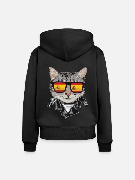 Sonnenbrille Spanien Flagge - Frauen Premium Bio Zip Hoodie - Schwarz