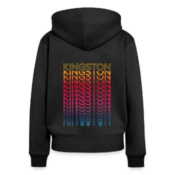 Ville rétro nostalgique - Rainbow Kingston - Sweat à capuche zippé Premium bio Femme - noir - Dos - Julia (174cm)