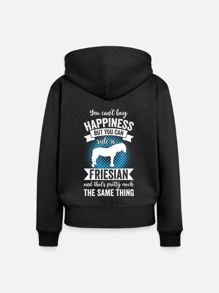 Reiten - Friesisches Pferd - Frauen Premium Bio Zip Hoodie - Schwarz