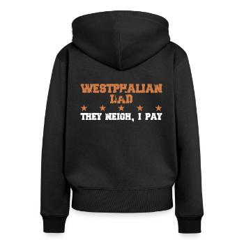 Pferdedad - Westfalian - Women's Premium Organic Zip Hoodie - black - Back - Julia (174cm)