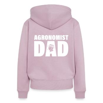 Job - Père agronome - Sweat à capuche zippé Premium bio Femme - rose poudré - Dos - Julia (174cm)