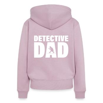Job - Papa détective - Sweat à capuche zippé Premium bio Femme - rose poudré - Dos - Julia (174cm)