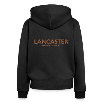 USA City Coordinates - Lancaster - Women's Premium Organic Zip Hoodie - black - Back - Julia (174cm)