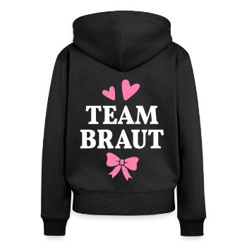 Team Braut Junggesellinnenabschied Hochzeit Heirat - Frauen Premium Bio Zip Hoodie - Schwarz - Hinten - Julia (174cm)