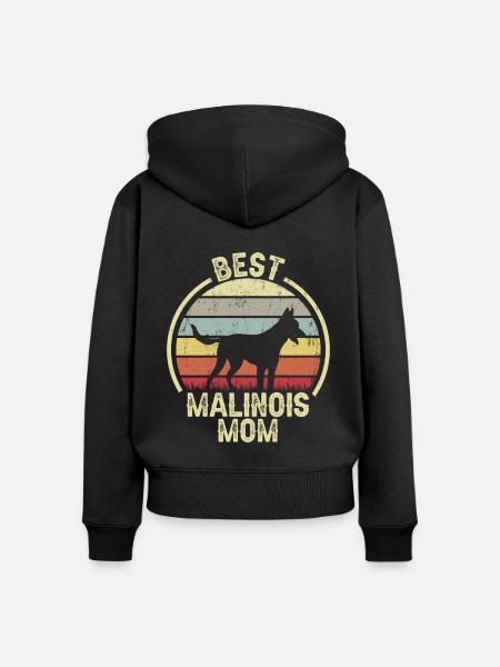 Hund Mom - Malinois - Frauen Premium Bio Zip Hoodie - Schwarz