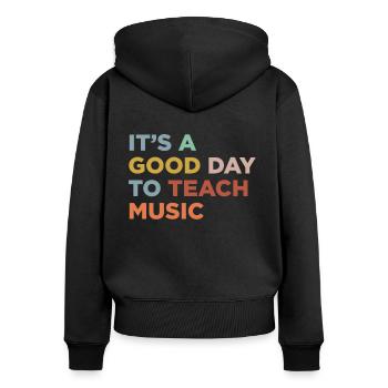 Enseigner des professeurs de musique - Sweat à capuche zippé Premium bio Femme - noir - Dos - Julia (174cm)