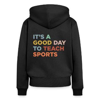 Enseignement aux enseignants d’éducation physique - Sweat à capuche zippé Premium bio Femme - noir - Dos - Julia (174cm)