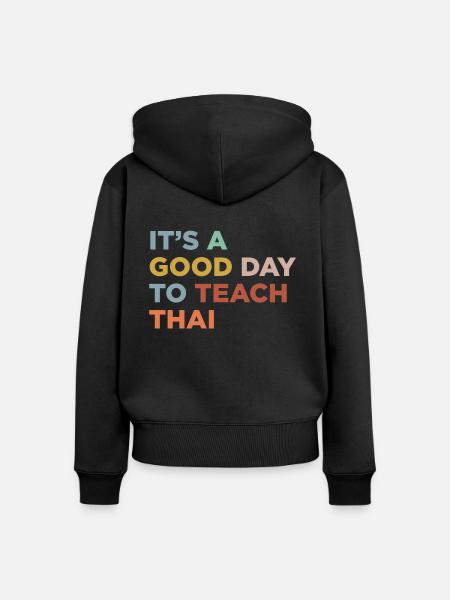 Thailändischen Lehrer Unterrichten - Frauen Premium Bio Zip Hoodie - Schwarz