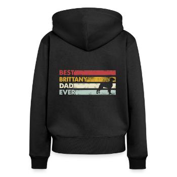 Best Father Ever - Brittany - Women's Premium Organic Zip Hoodie - black - Back - Julia (174cm)