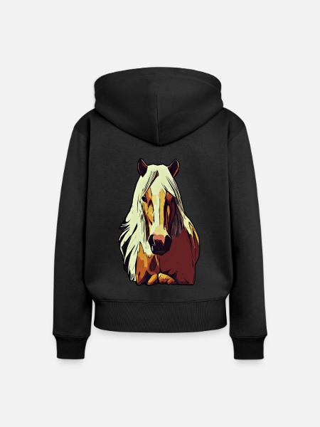 Pferd Tier Motiv - Frauen Premium Bio Zip Hoodie - Schwarz