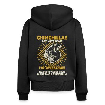 Chinchillas Sind Großartig - Mama Dad - Frauen Premium Bio Zip Hoodie - Schwarz - Hinten - Julia (174cm)