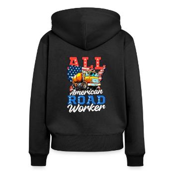 Straßenarbeiter Alle amerikanischen Straßenarbeiter - Frauen Premium Bio Zip Hoodie - Schwarz - Hinten - Julia (174cm)