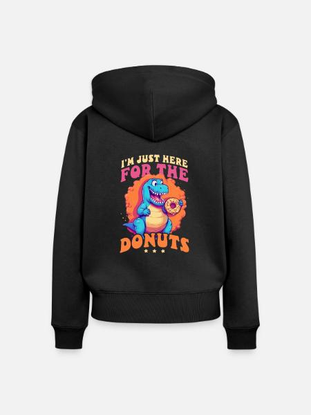 Donut hier für Donuts - Frauen Premium Bio Zip Hoodie - Schwarz