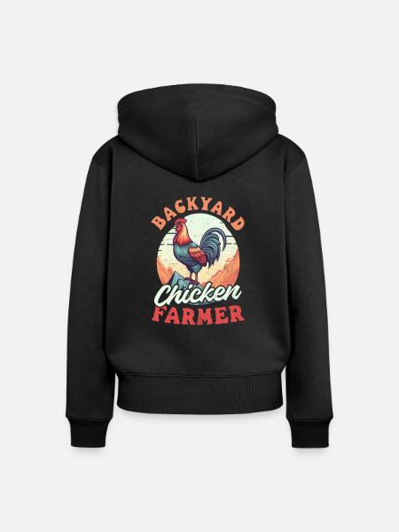 Hühnerbauer Hinterhof Hühnerzüchter - Frauen Premium Bio Zip Hoodie - Schwarz
