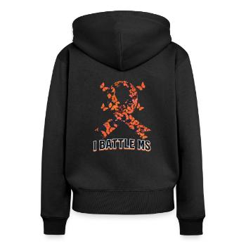 MS-Bewusstsein Ich kämpfe gegen Ms - Frauen Premium Bio Zip Hoodie - Schwarz - Hinten - Julia (174cm)