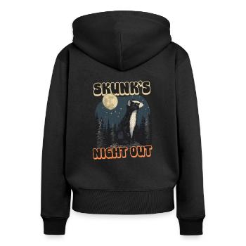 Skunk Skunks Abend - Frauen Premium Bio Zip Hoodie - Schwarz - Hinten - Julia (174cm)