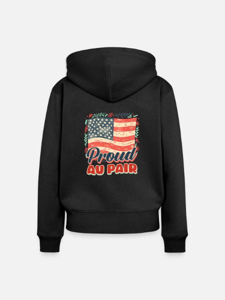 Au Pair Stolzes Au Pair - Frauen Premium Bio Zip Hoodie - Schwarz