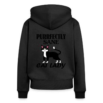 Purrfectly Sane Cat Lady Funny Cat Person Love Cat - Sweat à capuche zippé Premium bio Femme - noir - Dos - Julia (174cm)