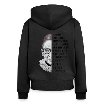 Notorious RBG Shirt Dissent Anti  Political F - Women's Premium Organic Zip Hoodie - black - Back - Julia (174cm)