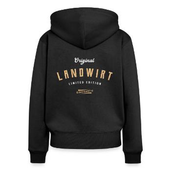 Landwirt Limited Edition Bauernhof Lustiges Bauer - Frauen Premium Bio Zip Hoodie - Schwarz - Hinten - Julia (174cm)