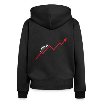 Dachs klettert steigenden Kurs hinauf - Frauen Premium Bio Zip Hoodie - Schwarz - Hinten - Julia (174cm)