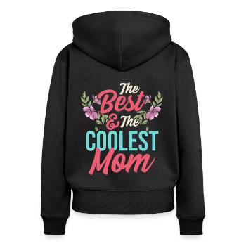 Maman Fête des Mères - Sweat à capuche zippé Premium bio Femme - noir - Dos - Julia (174cm)