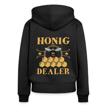 Honig Dealer Imker Biene - Frauen Premium Bio Zip Hoodie - Schwarz - Hinten - Julia (174cm)