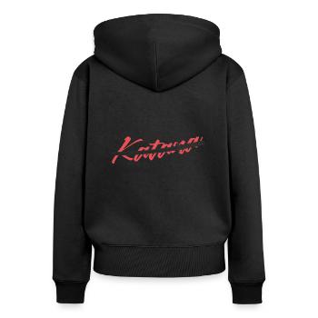 Samouraï épée Katana - Sweat à capuche zippé Premium bio Femme - noir - Dos - Julia (174cm)