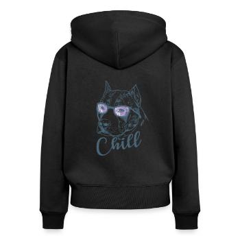 Chill American Staffordshire Terrier - Frauen Premium Bio Zip Hoodie - Schwarz - Hinten - Julia (174cm)