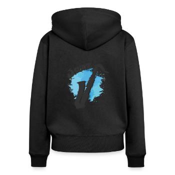 Jazz Musik Saxophon Improvisiert Blues - Frauen Premium Bio Zip Hoodie - Schwarz - Hinten - Julia (174cm)
